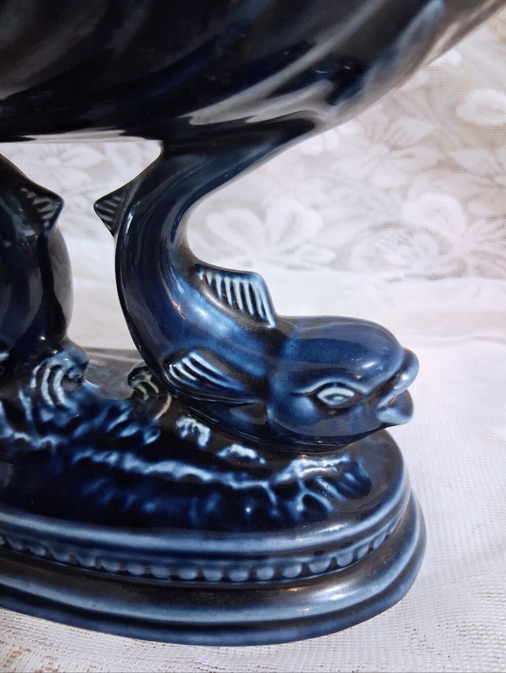 Vintage Devonway Kingsbridge Art Deco Fish Dish Bonbons Trinket Soap Cobalt Blue - Picture 8 of 12